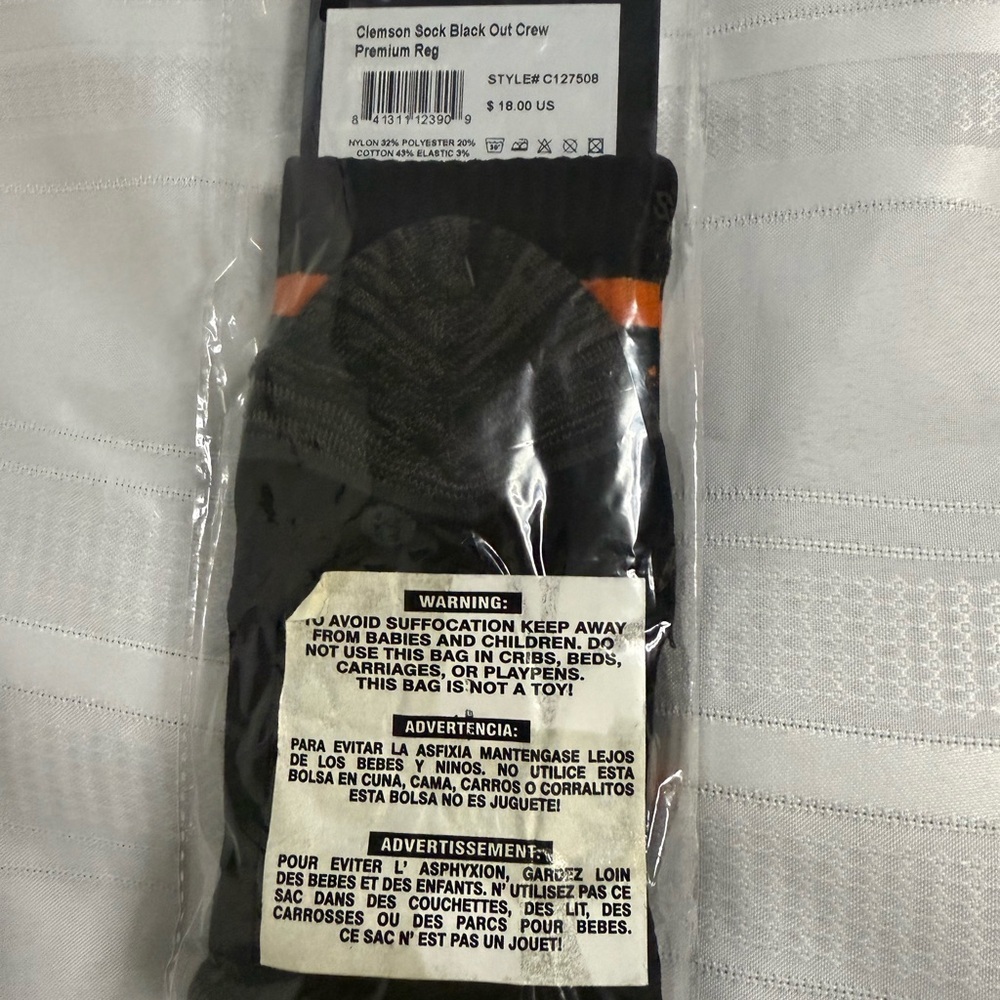 Clemson‎ Howard's Rock Men's Crew Socks - Black and Orange - Picture 5 of 5